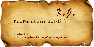 Kupferstein Jolán névjegykártya